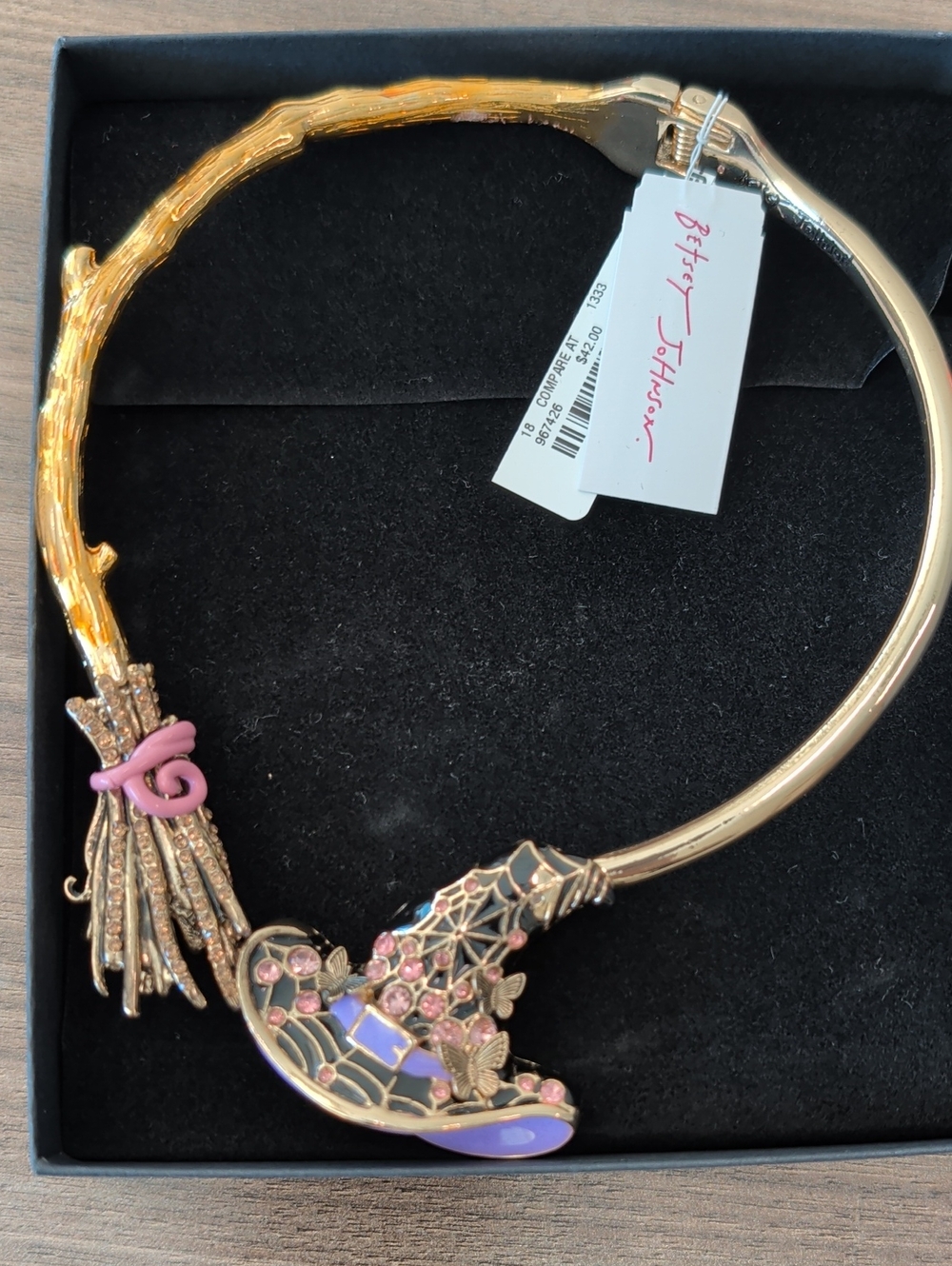 Betsey Johnson Witch Hat And Broom Collar Necklace NWT
